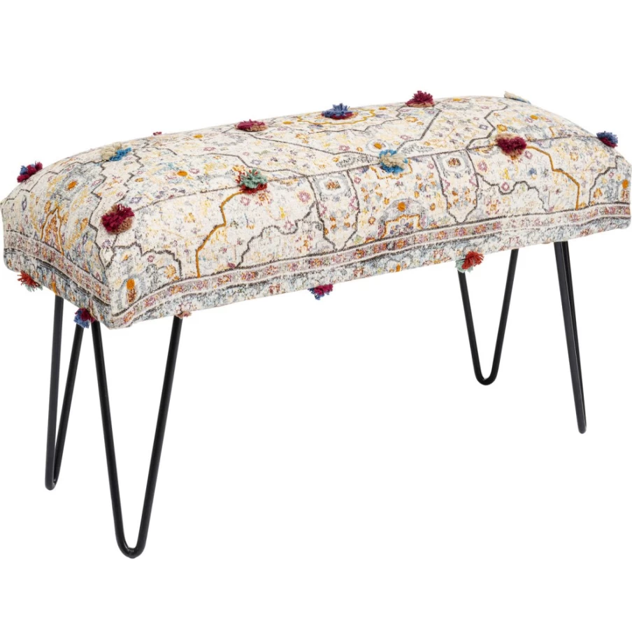KARE Design Bench Desna - 80Cm Patchwork Cream Multi-Colored Modern Stylish Seating