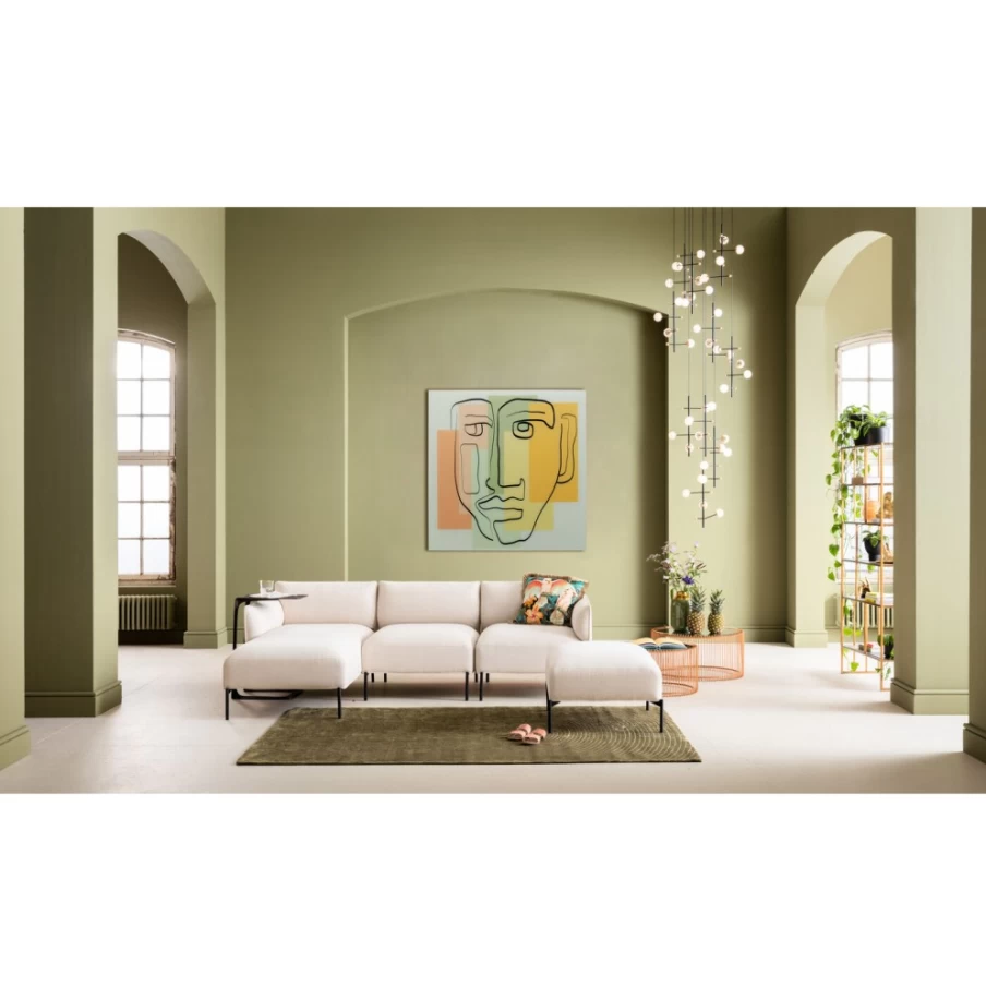 KARE Design Modern Glass Face Art Print - Pastel Abstract Portrait Wall Decor - 100x100cm Square Framed Picture for Home & Office