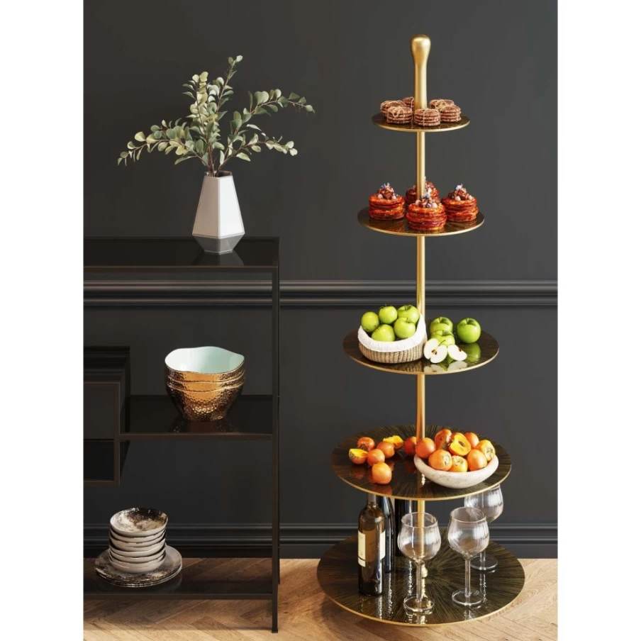 KARE Design Brass Etagere Shelf - 162cm Height, Lovely Modern Display Stand for Home Decor