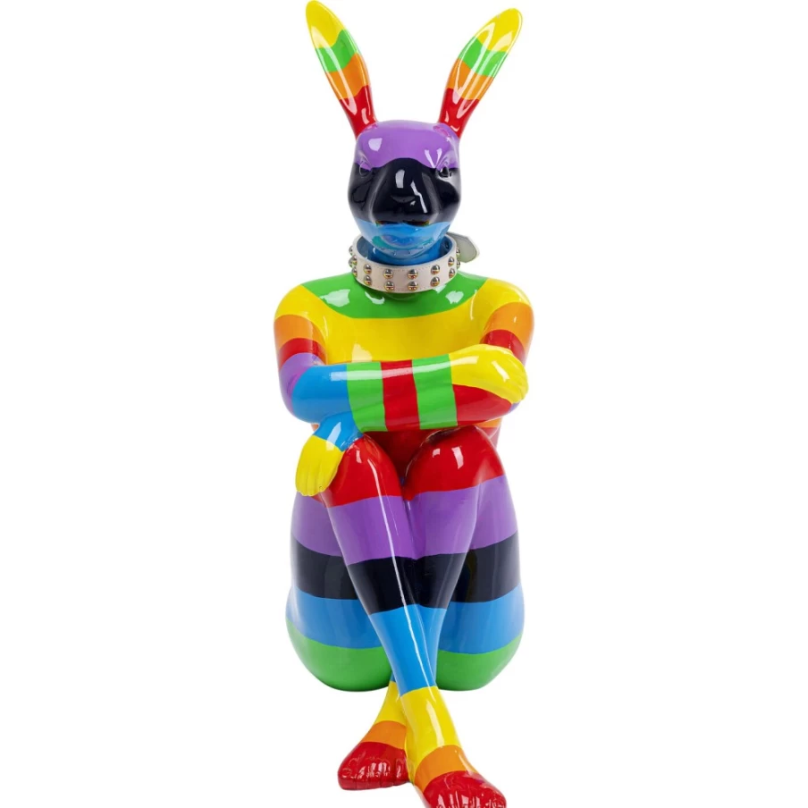 KARE Design Modern Rainbow Sitting Rabbit Decor Figurine - 80cm Whimsical Home Decoration