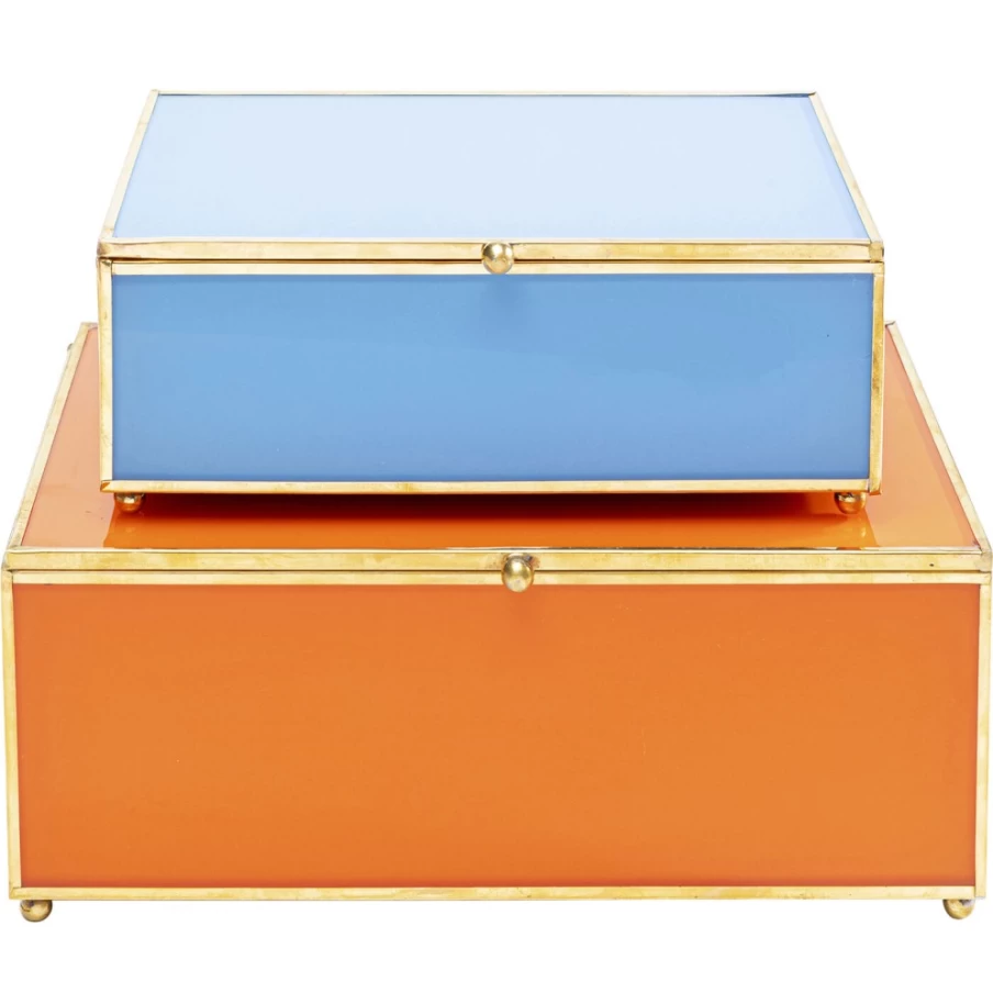 KARE Design Neomi Orange and Blue Decorative Storage Box Set of 2