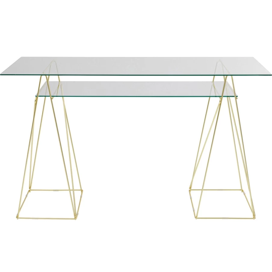 KARE Design Modern Brass Table with 8mm Tempered Glass Top – Polar Matt Finish