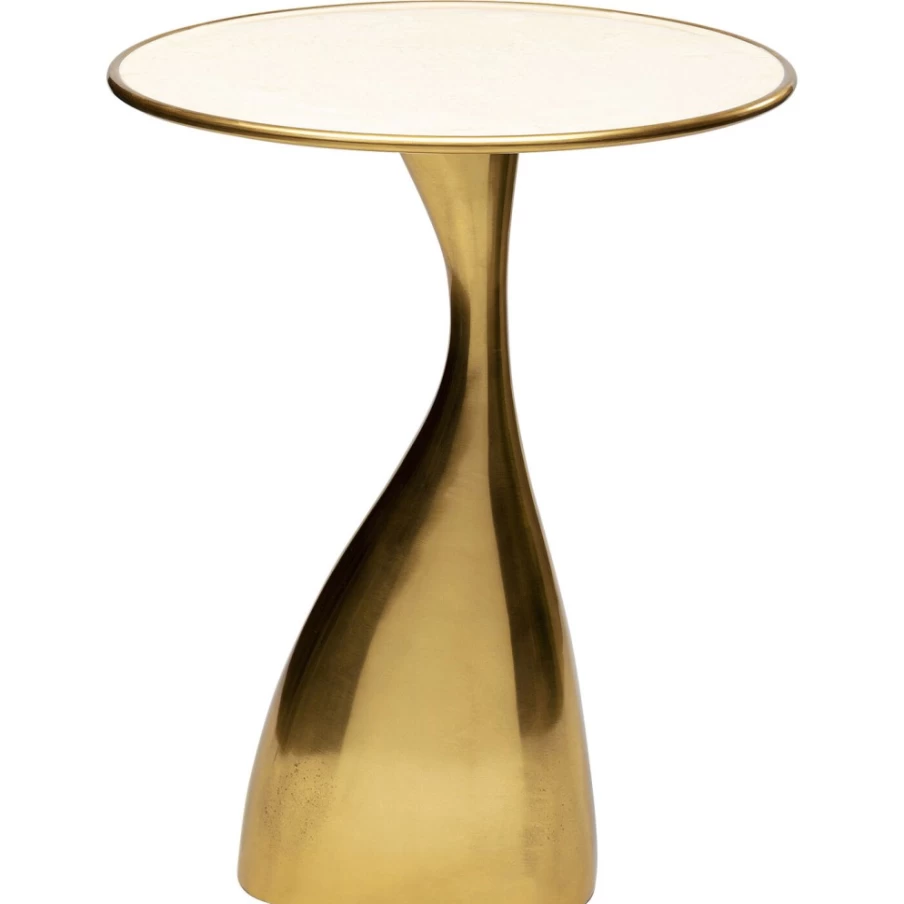 KARE Design Modern Gold Side Table - Spacey Style, 36cm Round Accent Table for Living Room