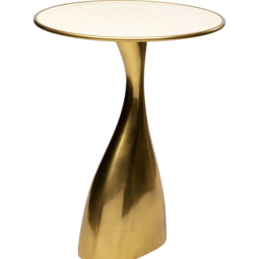 KARE Design Modern Gold Side Table - Spacey Style, 36cm Round Accent Table for Living Room