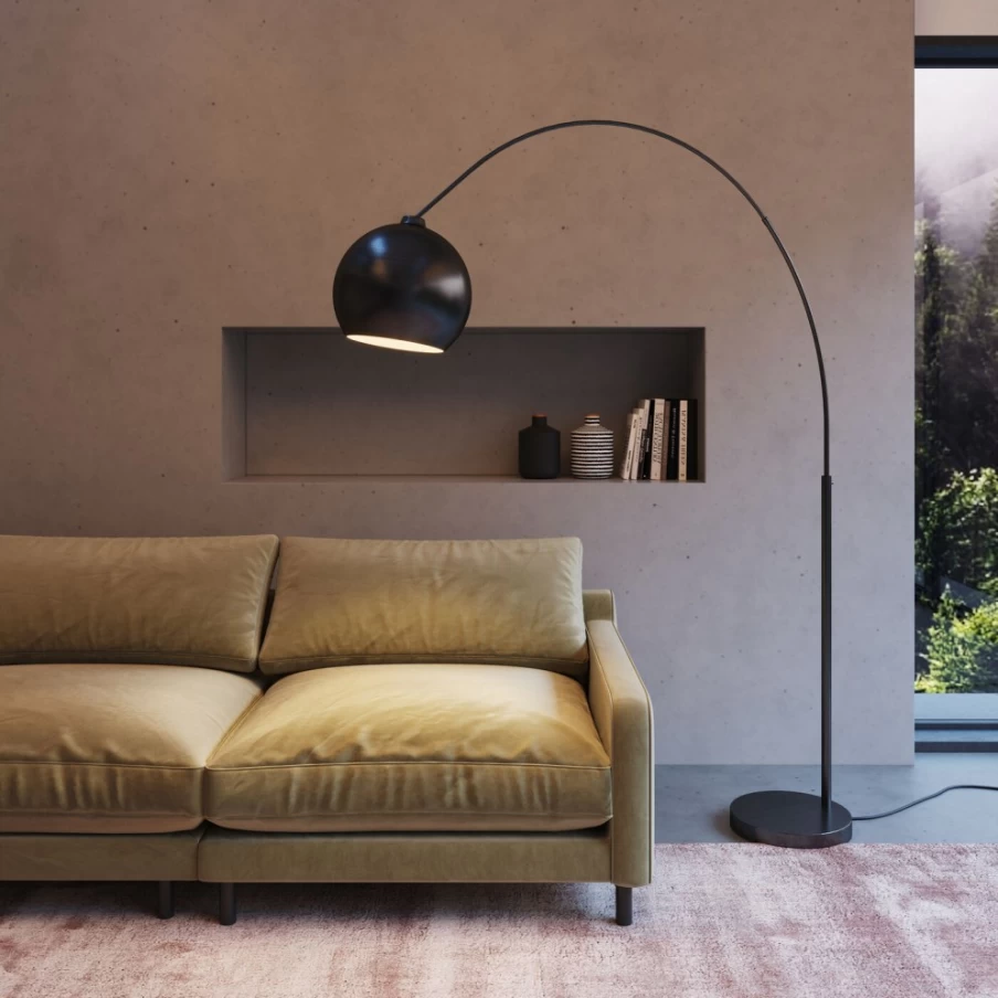 KARE Design Modern Floor Lamp - 175cm Matt Black Eco-Friendly Lounge Lighting for Living Room