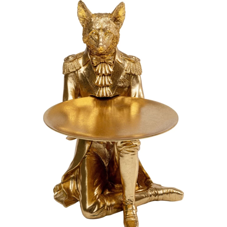 KARE Design Modern Fox Waiter Statue - 36cm Tall Decorative Figurine for Home & Bar Decor