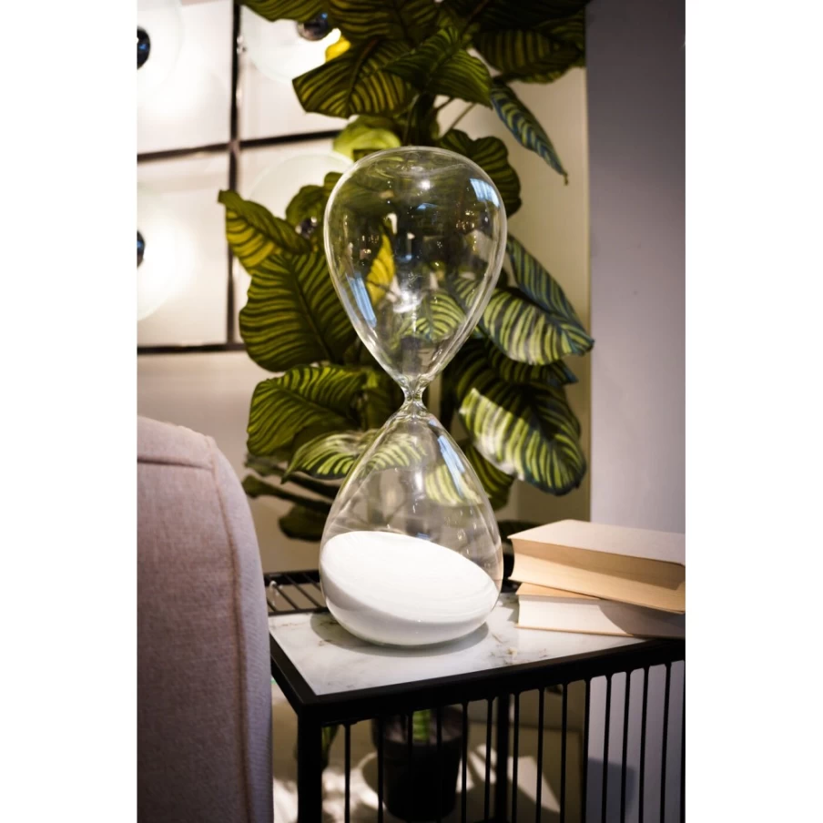 KARE Design Modern Hourglass Sand Timer - 45cm White Decorative Desktop Timer for Home & Office