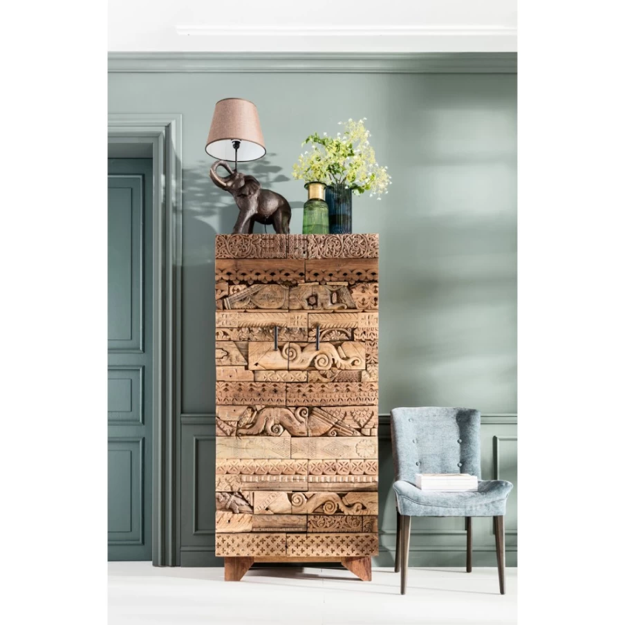 KARE Design Shanti Surprise 2-Door Cabinet - Nature Inspired Puzzle Pattern Storage Solution