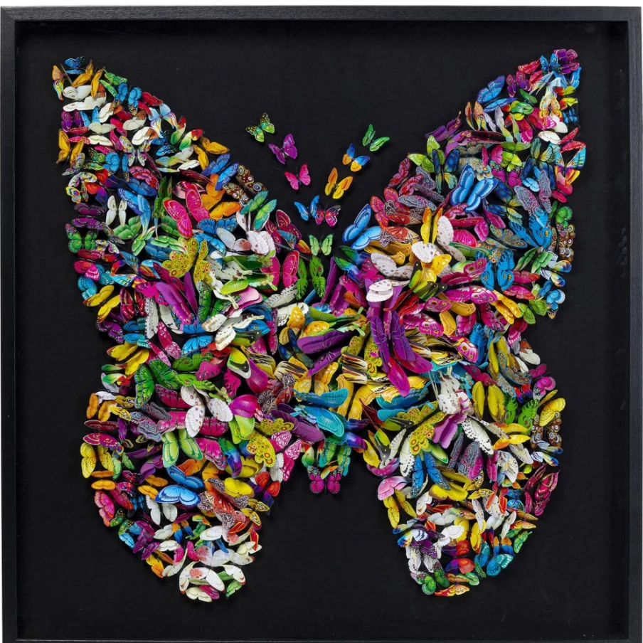 KARE Design Modern Farfalla Butterfly Wall Art Deco Frame 120x120cm Square Home Decor