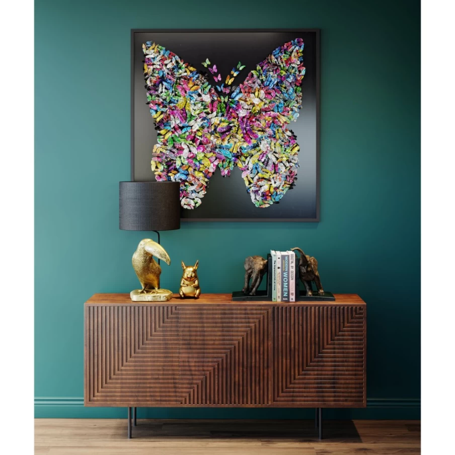 KARE Design Modern Farfalla Butterfly Wall Art Deco Frame 120x120cm Square Home Decor