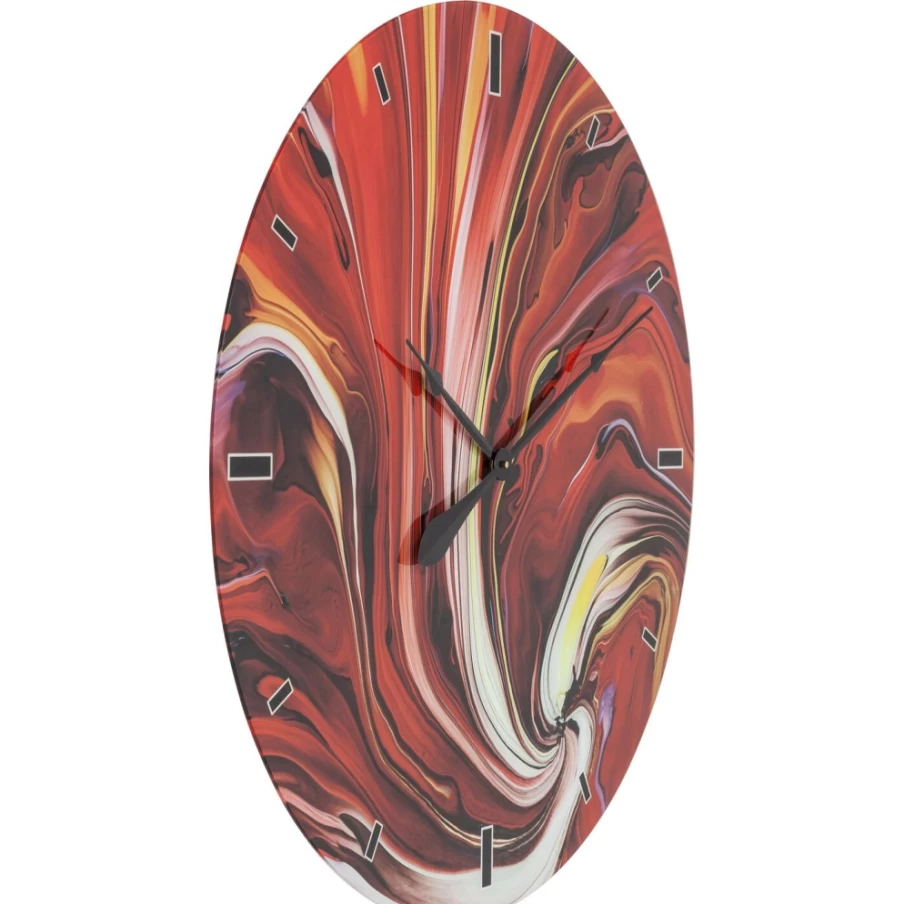 KARE Design Modern Glass Wall Clock - 80cm Chaos Fire Unique Decorative Round Clock for Living Room & Office