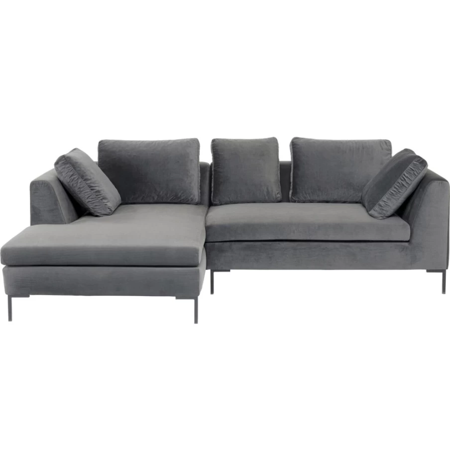 "KARE Design Gianni Left-Facing Small Velvet Grey Corner Sofa"