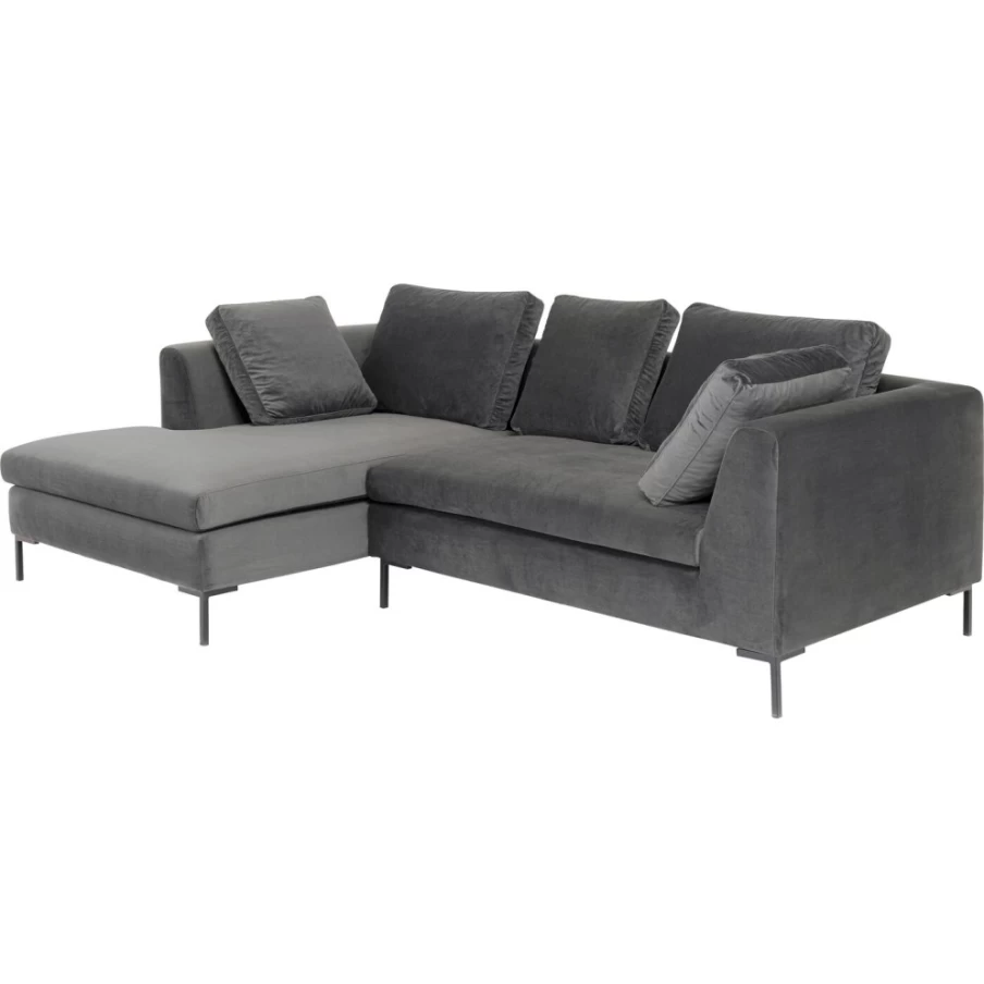 "KARE Design Gianni Left-Facing Small Velvet Grey Corner Sofa"