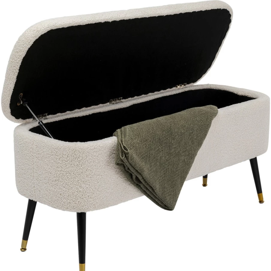 KARE Design Rico White Storage Bench - Modern Entryway Seat with Hidden Compartment