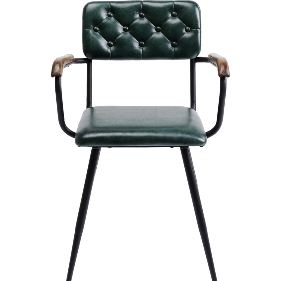 "KARE Design Salsa Leather Armchair With Armrests In Dark Green – Premium Comfort Lounge Chair"