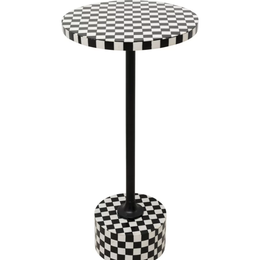 KARE Design Domero Chess Side Table - Black & White Checkerboard Pattern - 25cm Modern Accent Table