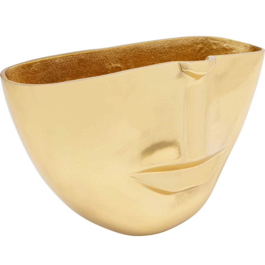 "KARE Design Modern Gold Half-Face Vase - 38cm Decorative Sculptural Home Decor"