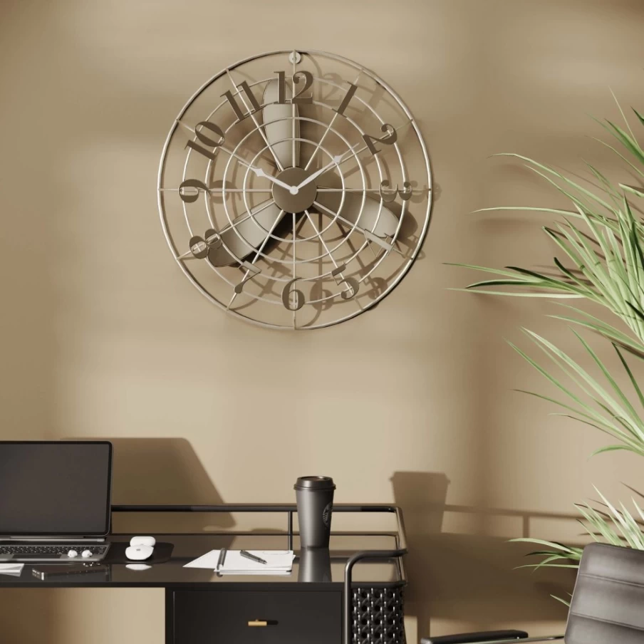 KARE Design Modern Wall Clock with Fan Blade Design - 61cm Decorative Statement Piece for Home & Office
