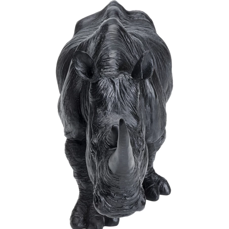 KARE Design Modern Black Walking Rhino Sculpture - 56Cm Decorative Figurine for Home & Garden