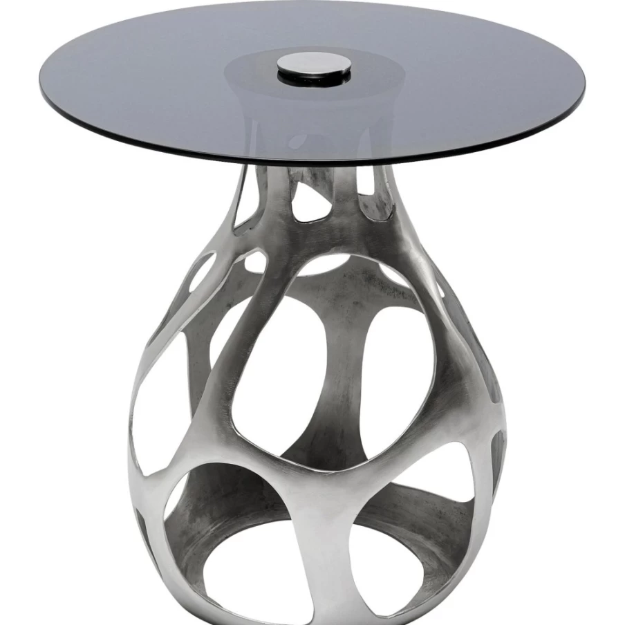KARE Design Modern Volcano Silver Side Table - 60cm Round Accent Table for Living Room