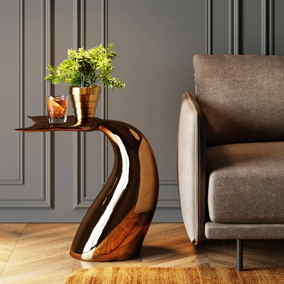 KARE Design Modern Side Table Fin 58x56cm - Stylish Living Room End Table with Unique Design