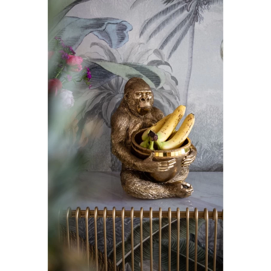 KARE Design Modern Gold Deco Figurine Holding Bowl - 41cm Elegant Home Decor Statue