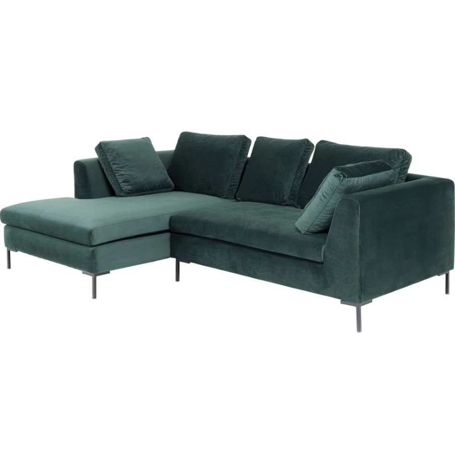 "KARE Design Gianni Small Left Corner Sofa in Dark Green Velvet – Modern Luxury Living Room Furniture"
