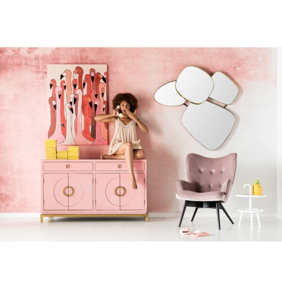 "KARE Design Modern Flamingo Art Print - Picture Touched Meeting Scene 90x120cm Wall Decor"