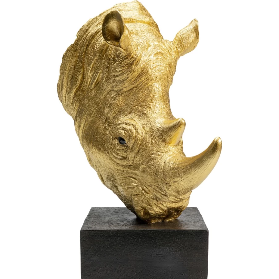 KARE Design Modern Gold Rhino Deco Object - 51cm Sculpture for Home Decor