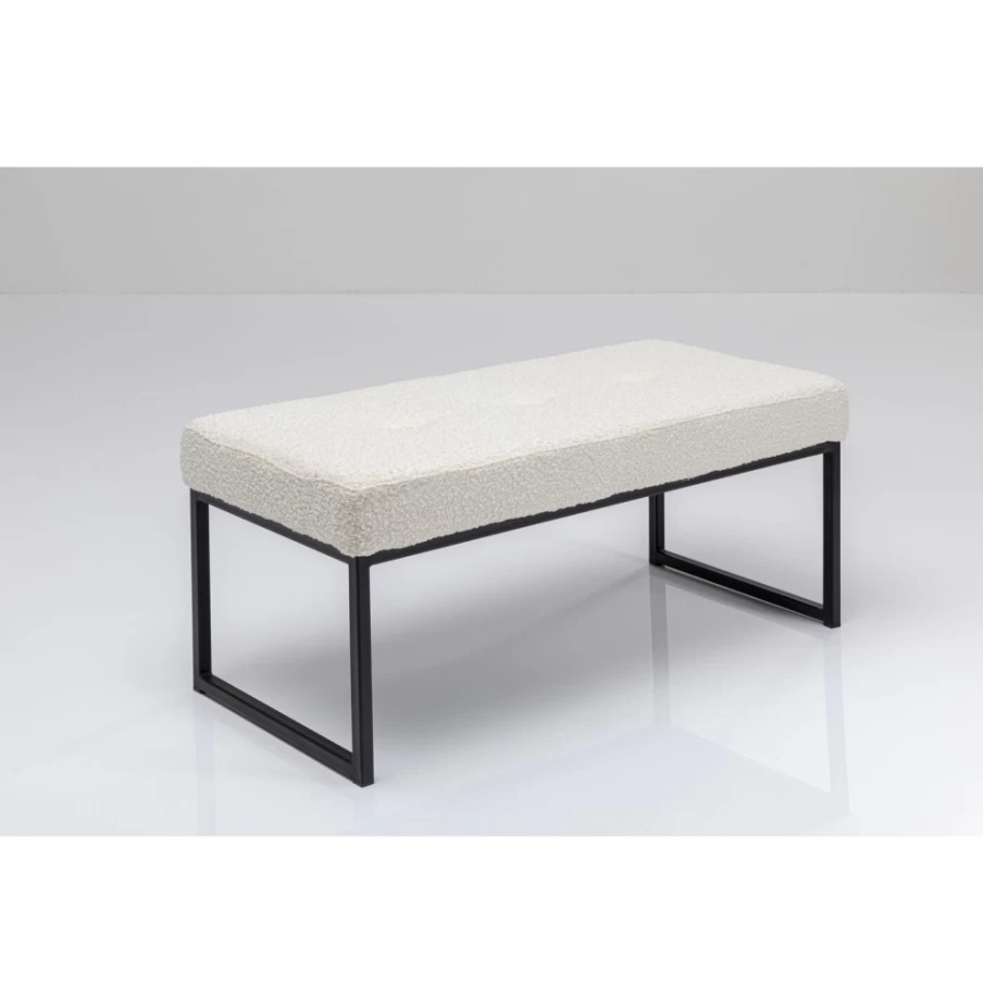 KARE Design Modern Bench Smart Boucle Cream Black 90Cm Upholstered Seating