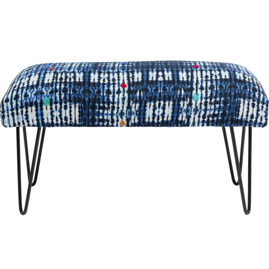 KARE Design Modern Bench Desna Patchwork Blue 80Cm Stylish Home Furniture