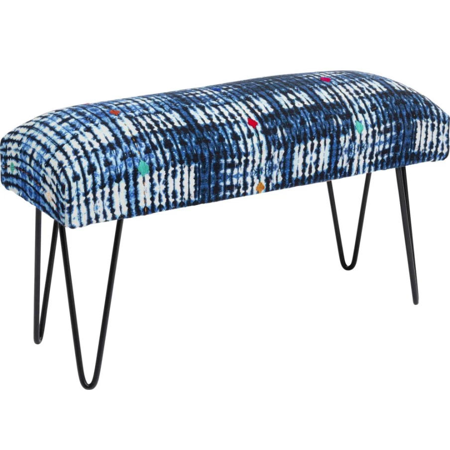 KARE Design Modern Bench Desna Patchwork Blue 80Cm Stylish Home Furniture