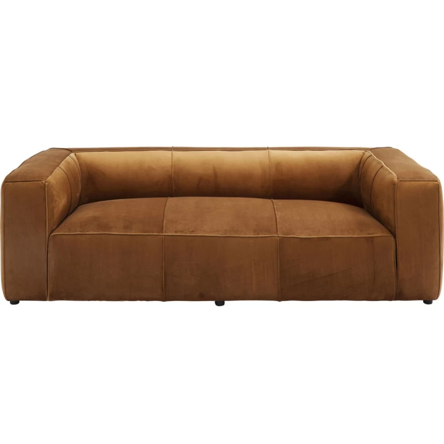 "KARE Design Cubetto 3-Seater Velvet Sofa in Brown – 220cm Wide Luxury Lounge Furniture"