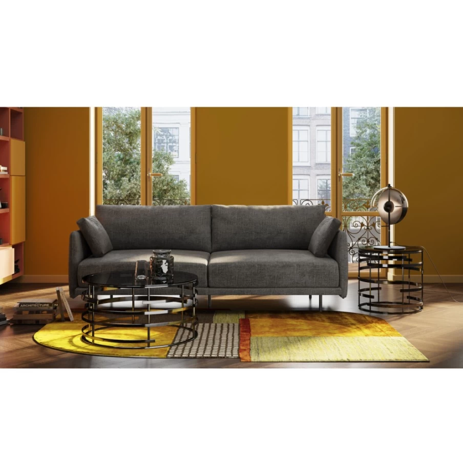"KARE Design Edna 3-Seater Sofa in Grey - 245cm Wide Modern Lounge Furniture"