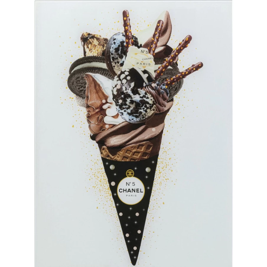 "KARE Design Picture Glass Rich Ice Cream Wall Art 60x80cm Framed Decor"