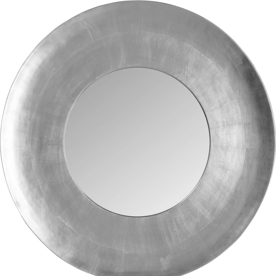 KARE Design Modern Silver Planet Wall Mirror - 108cm Round Decorative Mirror for Home Decor