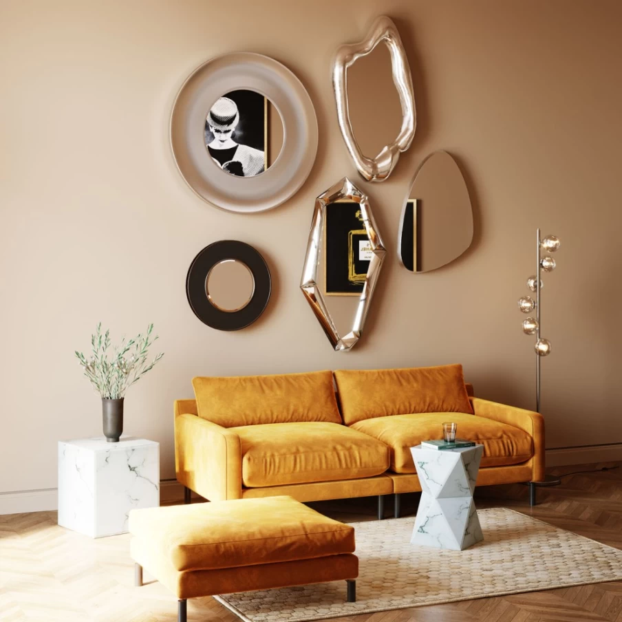 KARE Design Modern Silver Planet Wall Mirror - 108cm Round Decorative Mirror for Home Decor