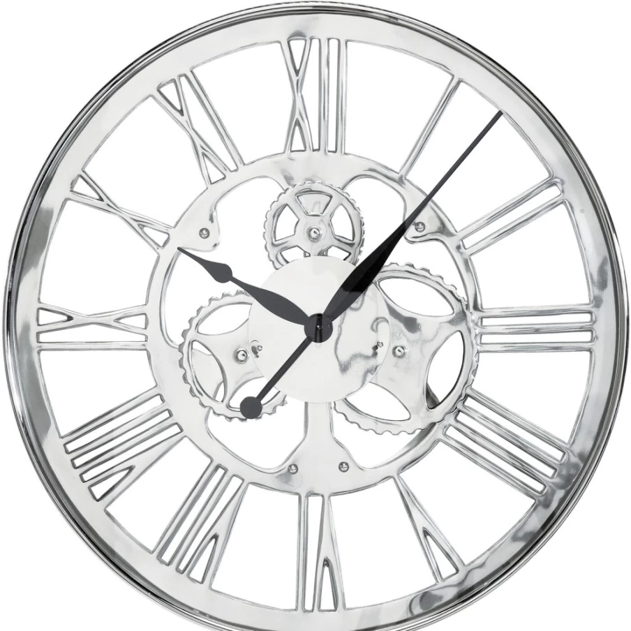 "KARE Design Modern Wall Clock with Gear Motif - 60cm Round Decorative Clock for Living Room"