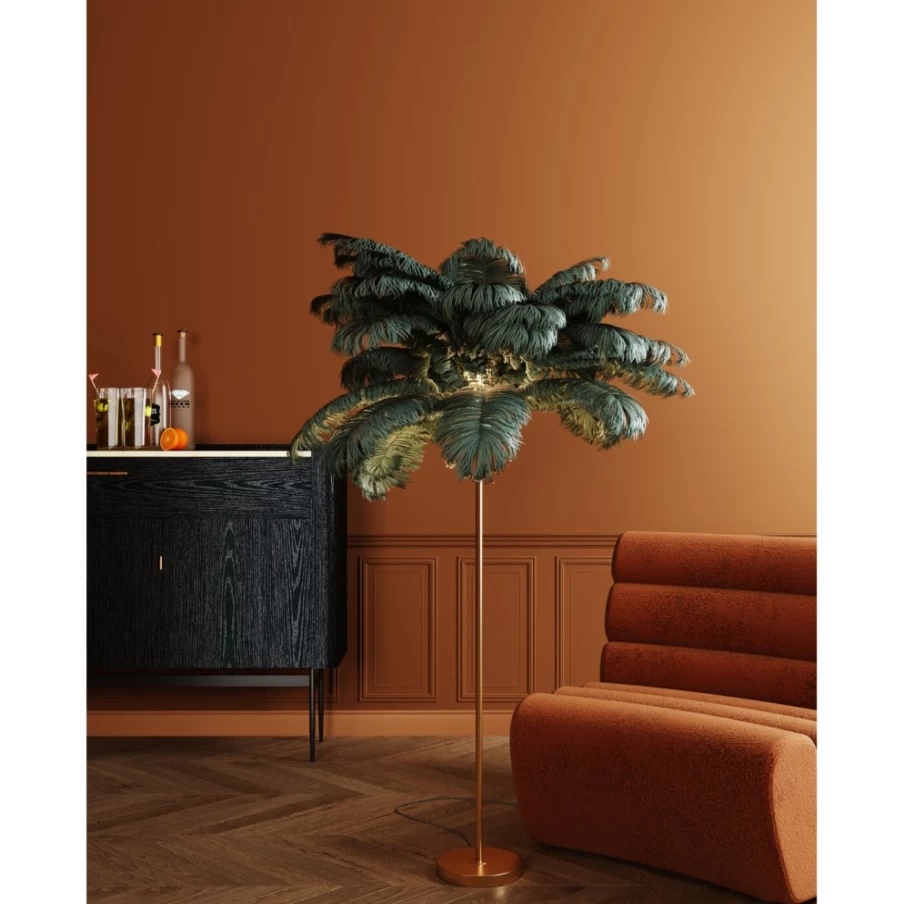 KARE Design Modern Feather Floor Lamp - 165cm Palm Green Lighting for Living Room