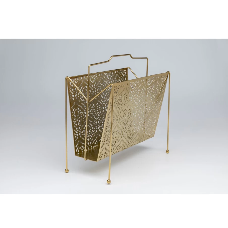 KARE Design Gold Magazine Holder Basket - Large Wall Mounted Storage Organizer