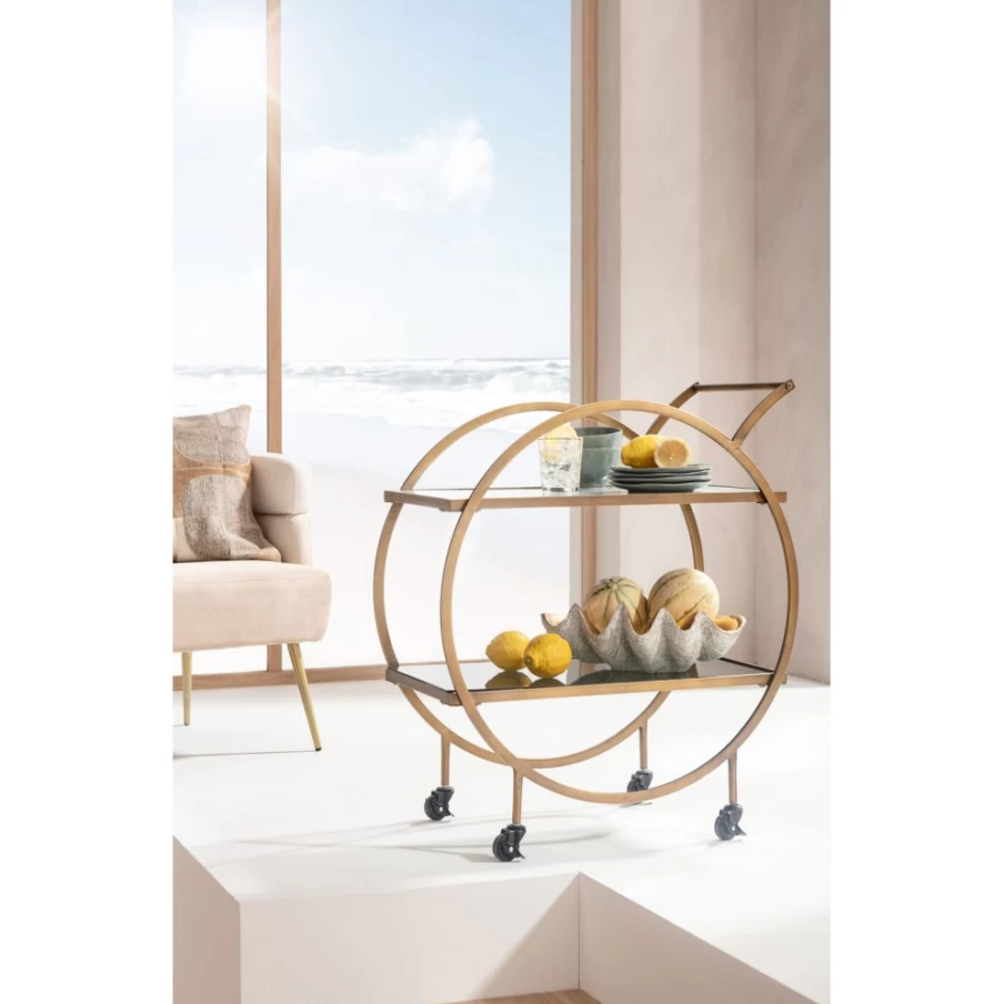 KARE Design Modern Brass Tray Table - Stylish Loft Side Table with Metal Frame