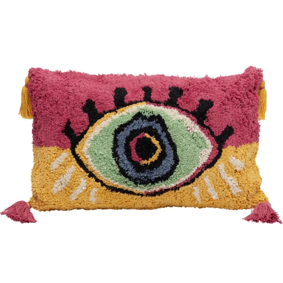 KARE Design Decorative Cushion with Eyelash Trim, 60x35 cm, Stylish Home Accent Pillow