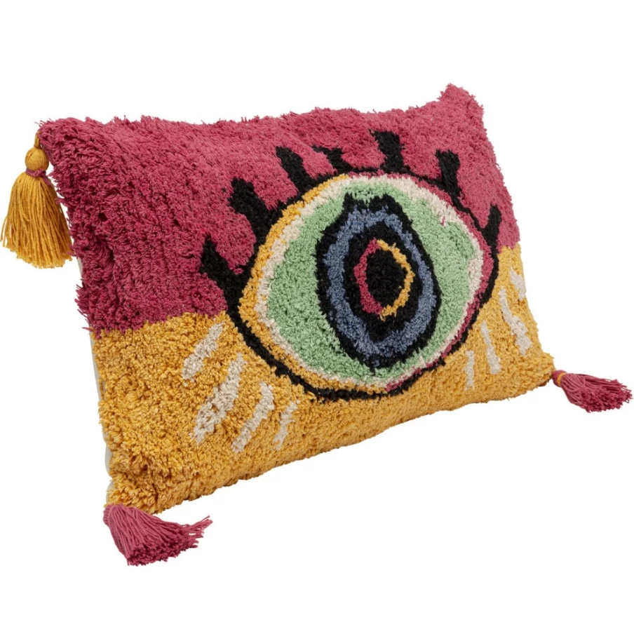 KARE Design Decorative Cushion with Eyelash Trim, 60x35 cm, Stylish Home Accent Pillow