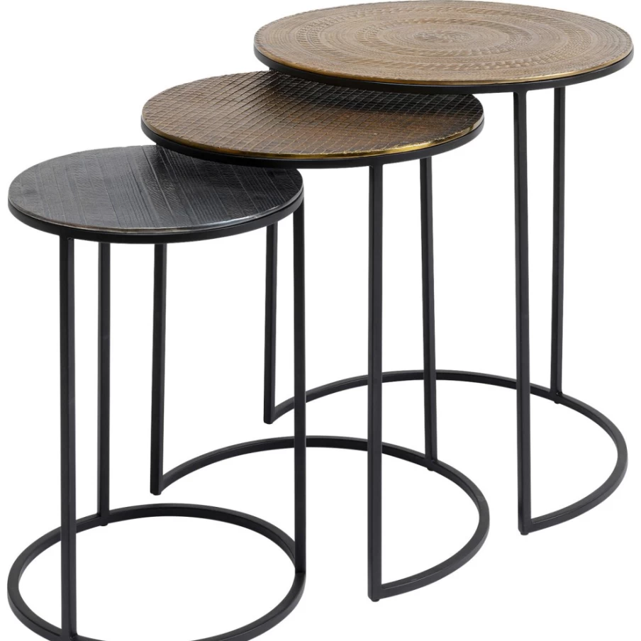 KARE Design Electra Modern Side Table Set of 3, Mid-Century Inspired Nightstands or End Tables