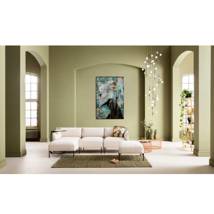 KARE Design Modern Glass Wall Art - Floral Lady Portrait 100x150 cm Handmade Decor