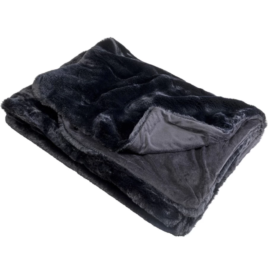 "KARE Design Modern Black Blanket 140x200 cm - Soft Luxurious Throw for Bed & Sofa"