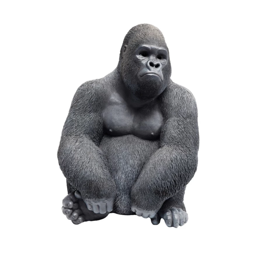 KARE Design Modern Black Gorilla Decor Figurine - Medium Side Table Statue for Home Deco