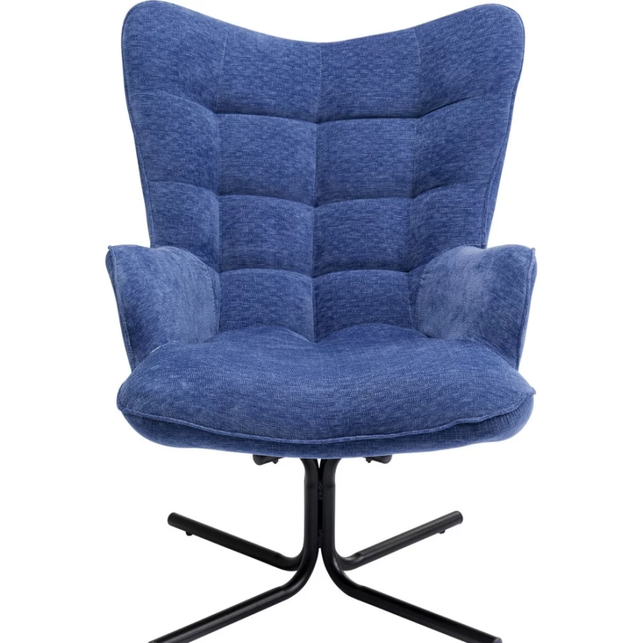"KARE Design Oscar Swivel Armchair in Denim Blue – Modern Rotating Lounge Chair"