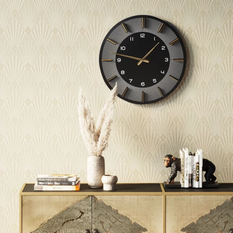 KARE Design Modern Wall Clock Lio Black 60cm Round Contemporary Home Decor