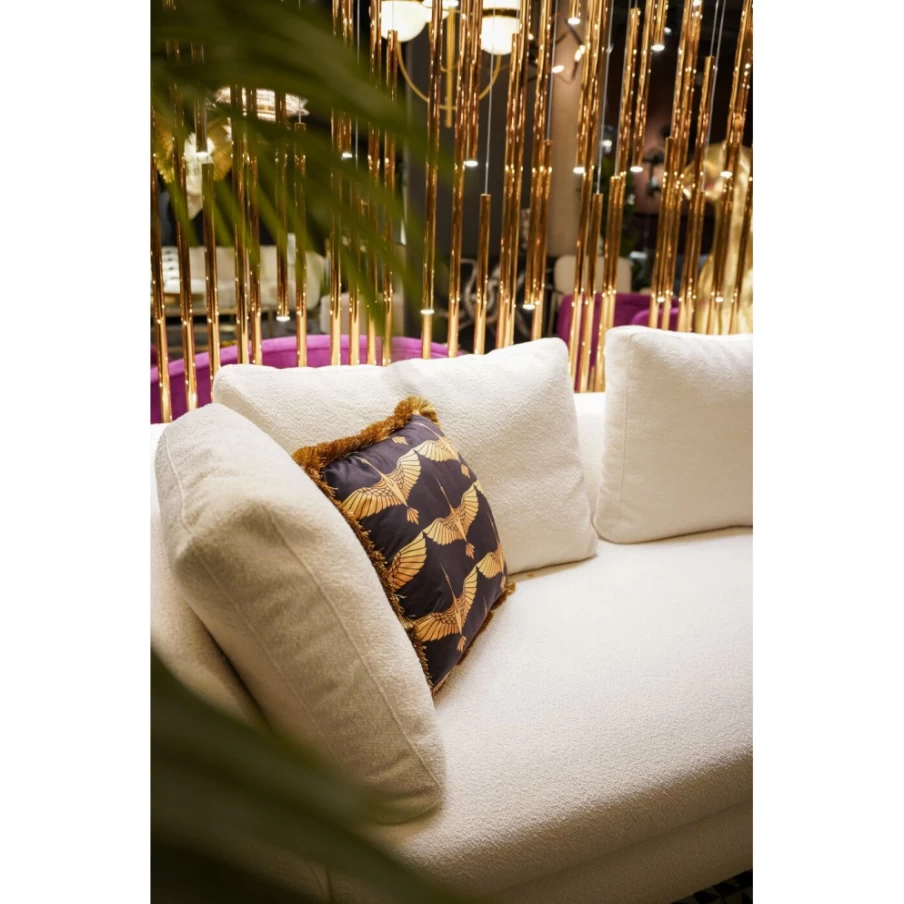 KARE Design Flamingo Print Decorative Cushion 45x45cm with Fringe Trim Bohemian Style Home Decor